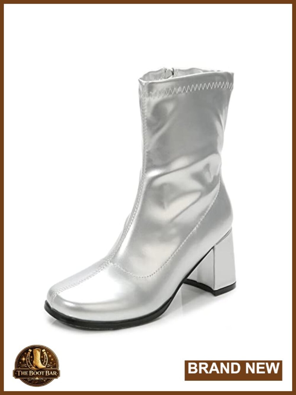 Women's Mid Calf Gogo Boots Square Toe Block Heel Side Zip Costume Boots